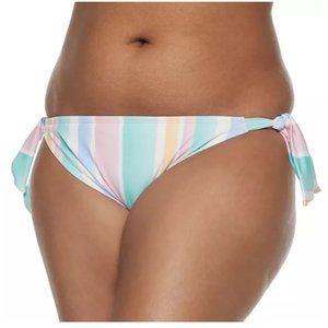 Juniors' Plus Size SO Surf-Stripe Hipster Swim Bottoms